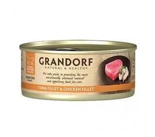 Влажный корм для кошек Grandorf TUNA FILLET &amp;amp; CHICKEN FILLET филе тунца с куриной грудкой, 70 г