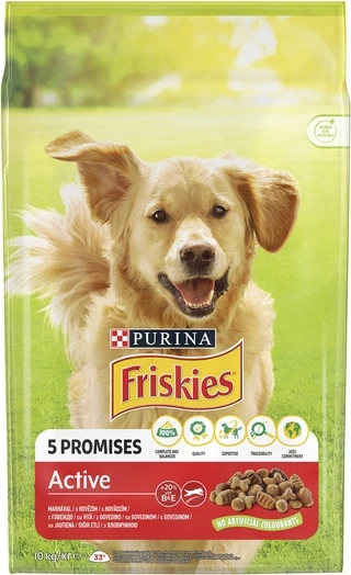 Сухой корм для взрослых активных собак Purina Friskies с говядиной 10 кг