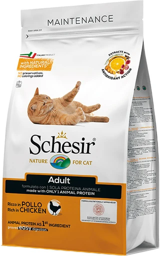 Сухий монопротеїновий корм для дорослих котів Schesir Cat Adult Chicken з куркою 1.5 кг