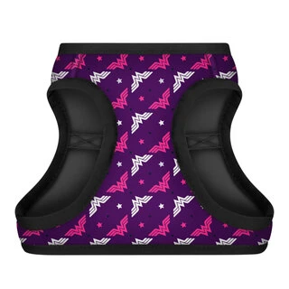 М'яка шлея для собак WAUDOG Clothes з QR паспортом, малюнок "Чудо-жінка фіолет", S1, В 40-45 см, С 29-31 см