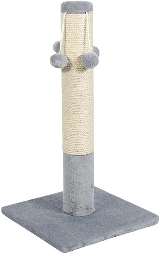 Дряпка (когтеточка) Природа Д04 столбик с 4-мя бубонами 67 cм Серая (4820157402924)