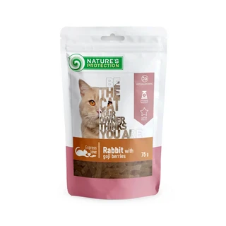 Лакомство для кошек, снеки из кролика с ягодами годжи, Nature's Protection snack for cats with rabbit and goji berries, 75г