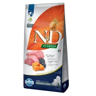 Фармина сухой корм для собак N&amp;D GRAIN FREE PUMPKIN LAMB &amp; BLUEBERRY PUPPY MEDIUM/MAXI с ягненком, тыквой и черникой, 12 кг